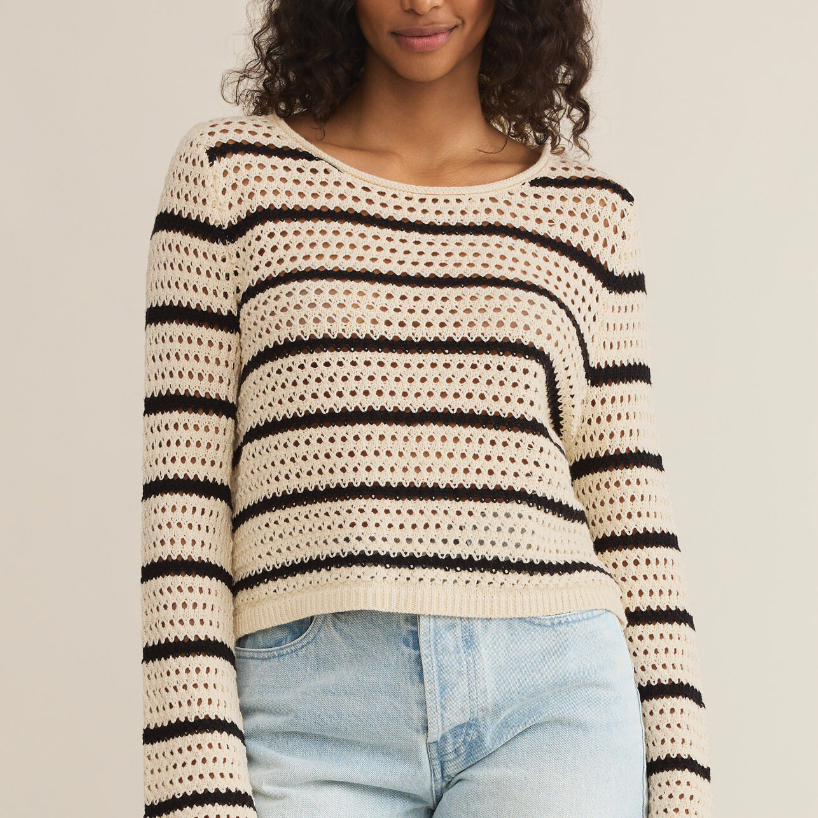 Kit Stripe Crochet Sweater