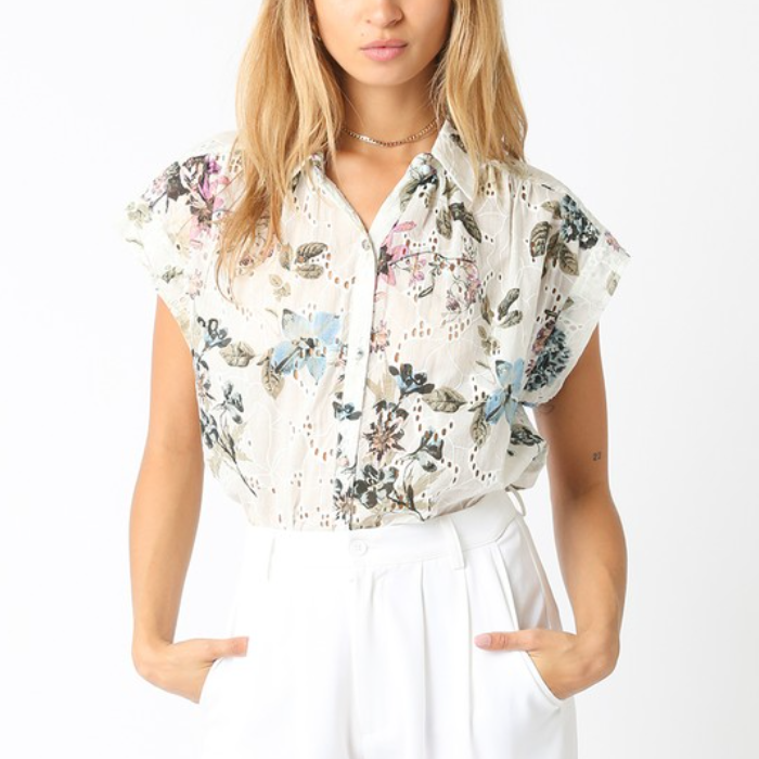 Floral Button Front Top