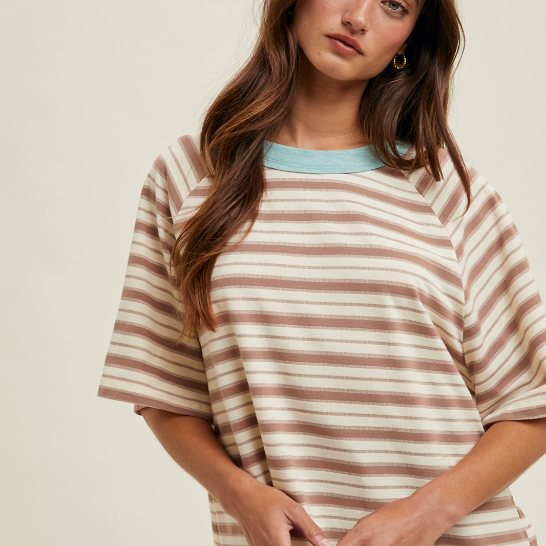 Striped Contrast Knit Top