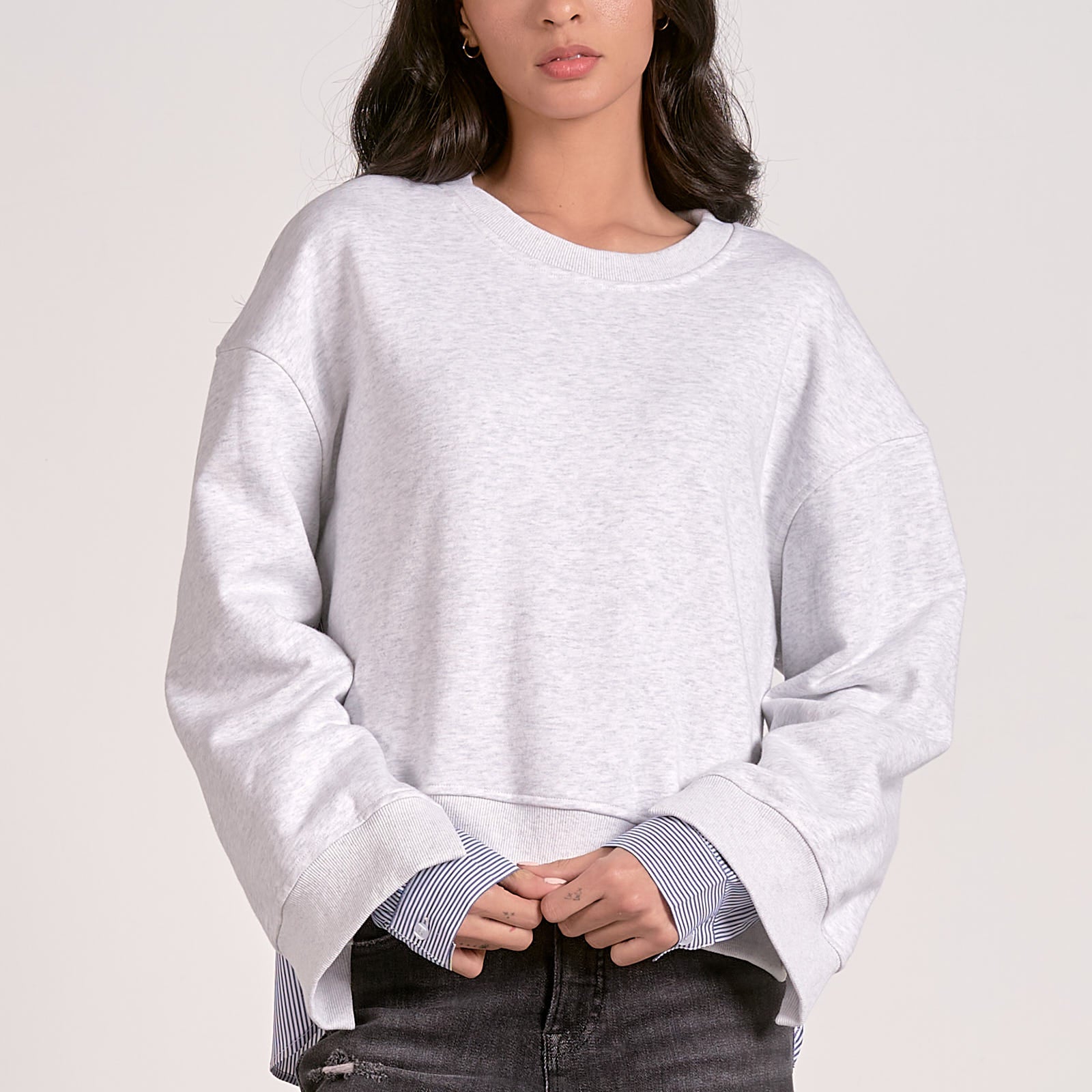 Long Sleeve Mixed Media Top