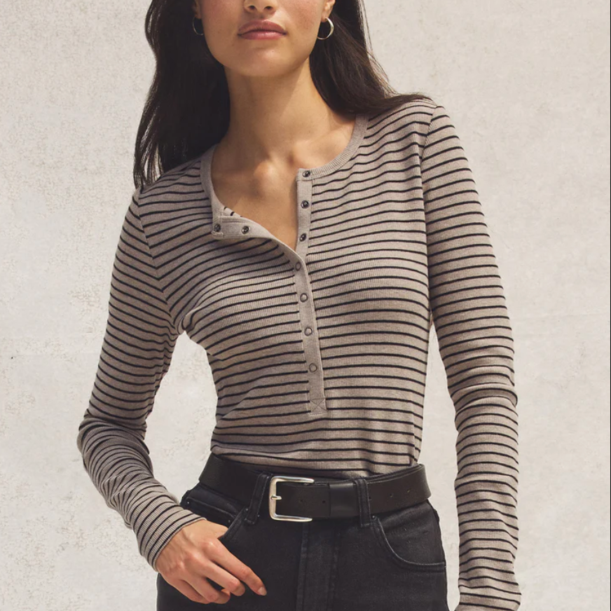 Stella Striped Modal Rib Henley