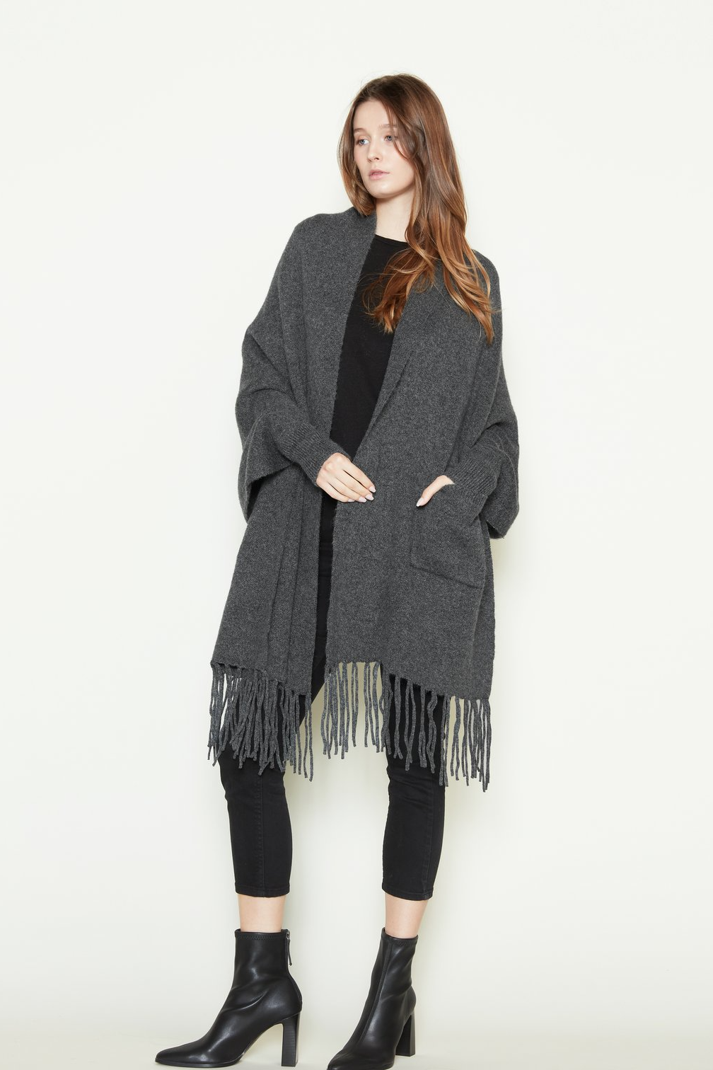 Fringe Shrug Cape Cardigan