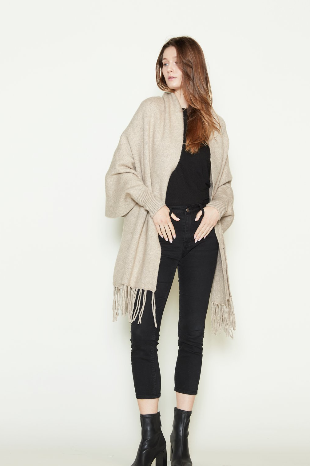 Fringe Shrug Cape Cardigan
