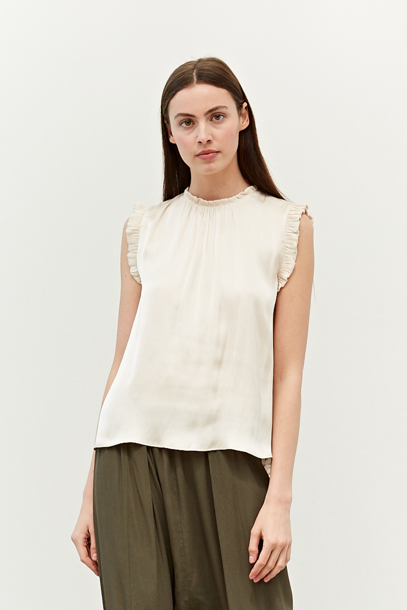 Bubble Ruffle Satin Tank