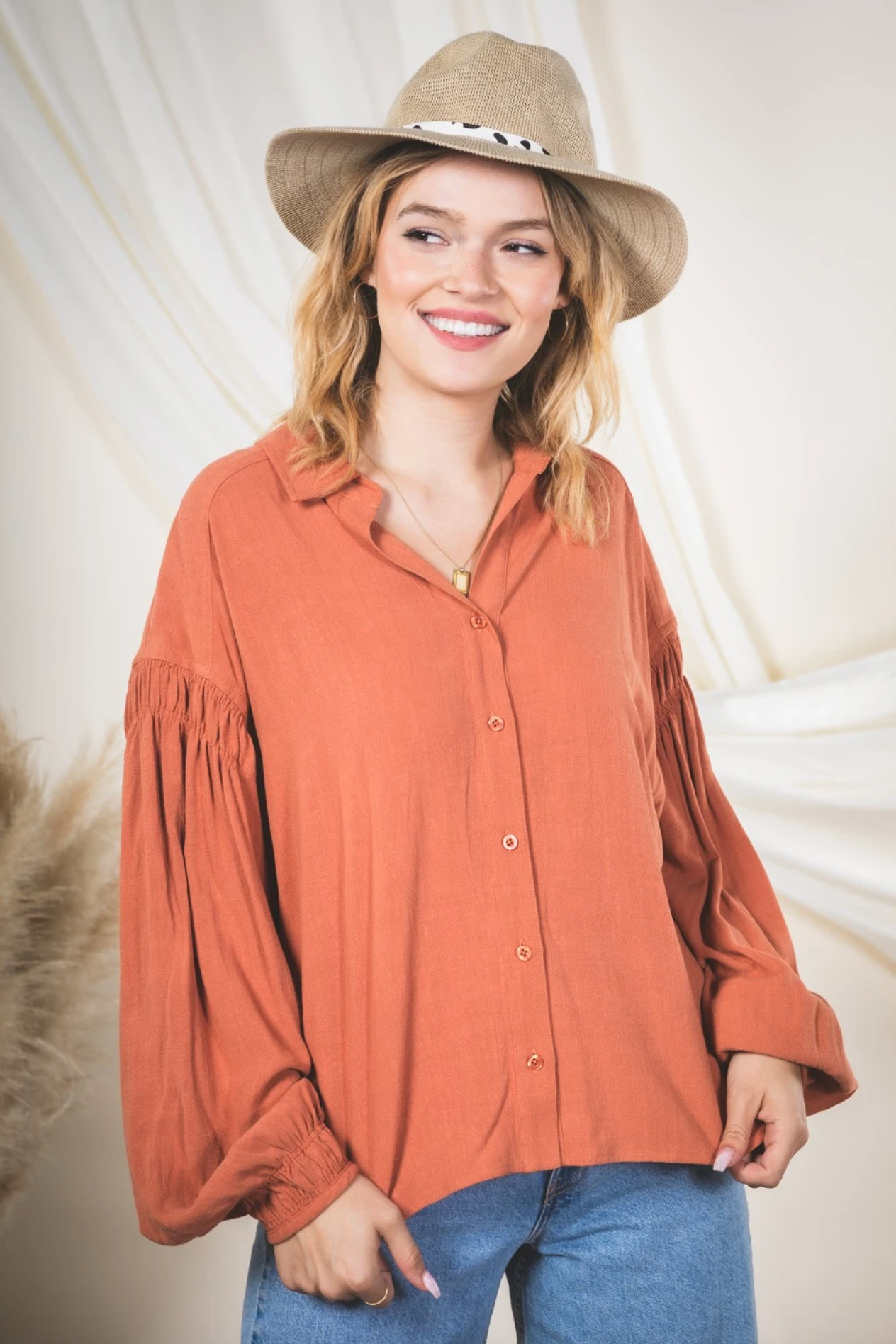 Button Down Cozy Collared Solid Shirt
