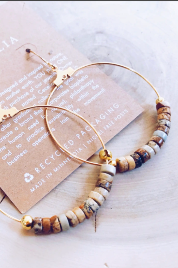 Gemstone Hoop Earring
