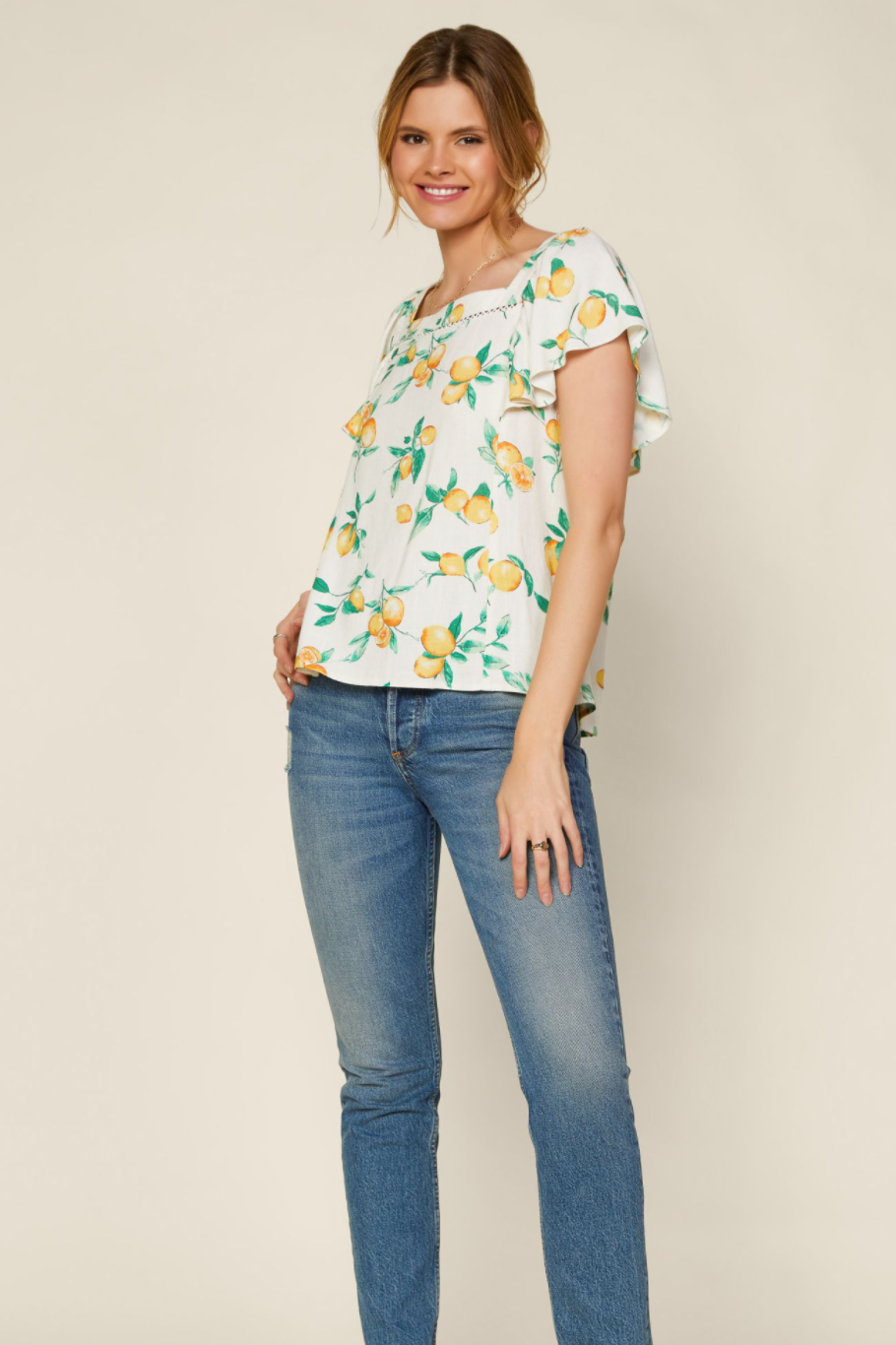 Square Neck Ruffle Top