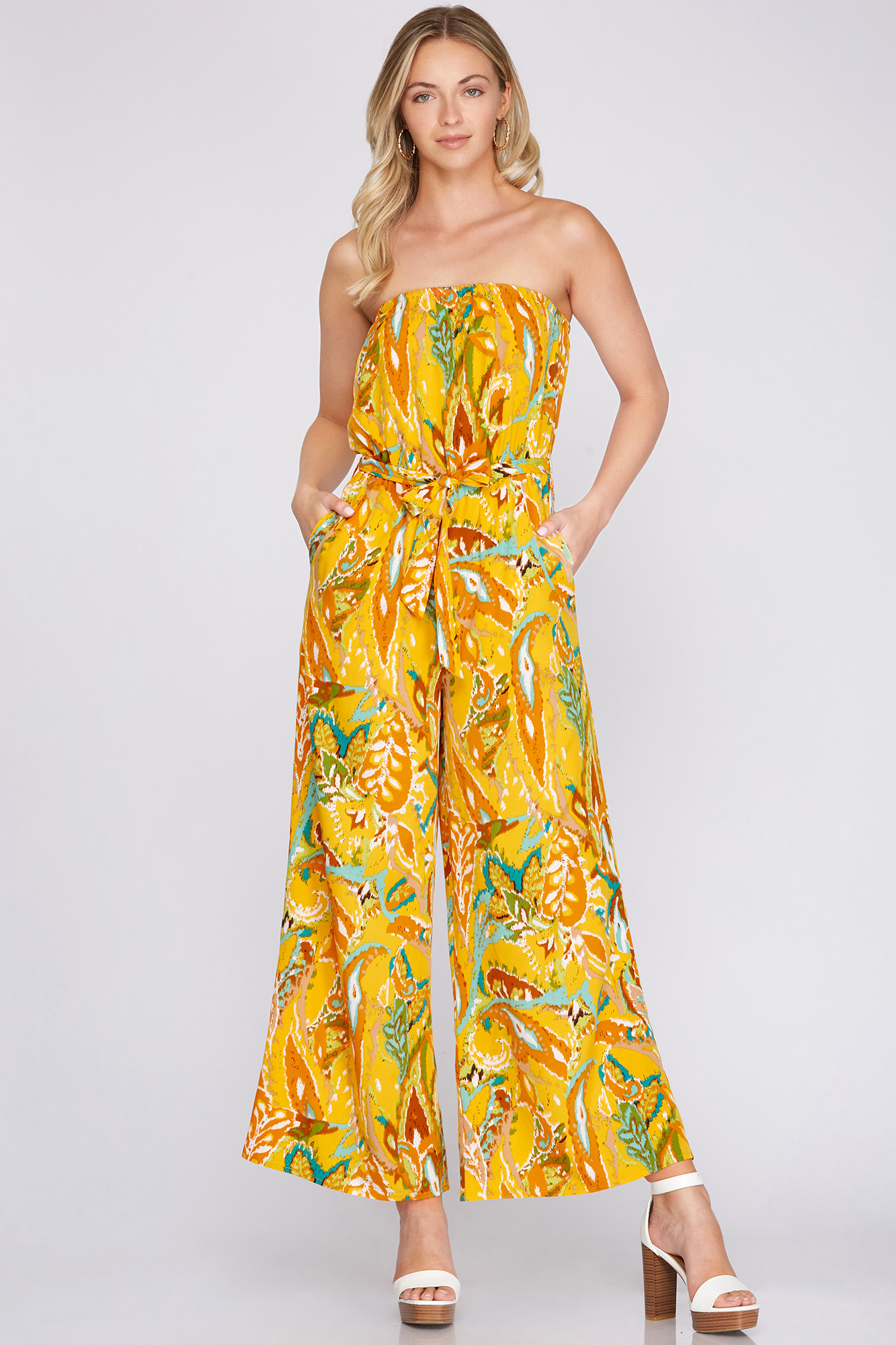 Printed Strapless Jumpsuit