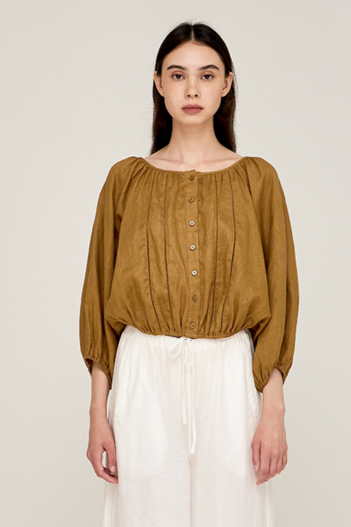 Linen Blouson Blouse