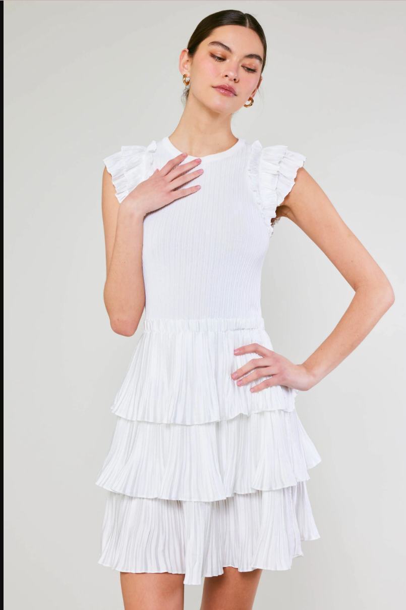 open lace back dress Pleated Skirt Sweater Dress – gadogadoellicottville