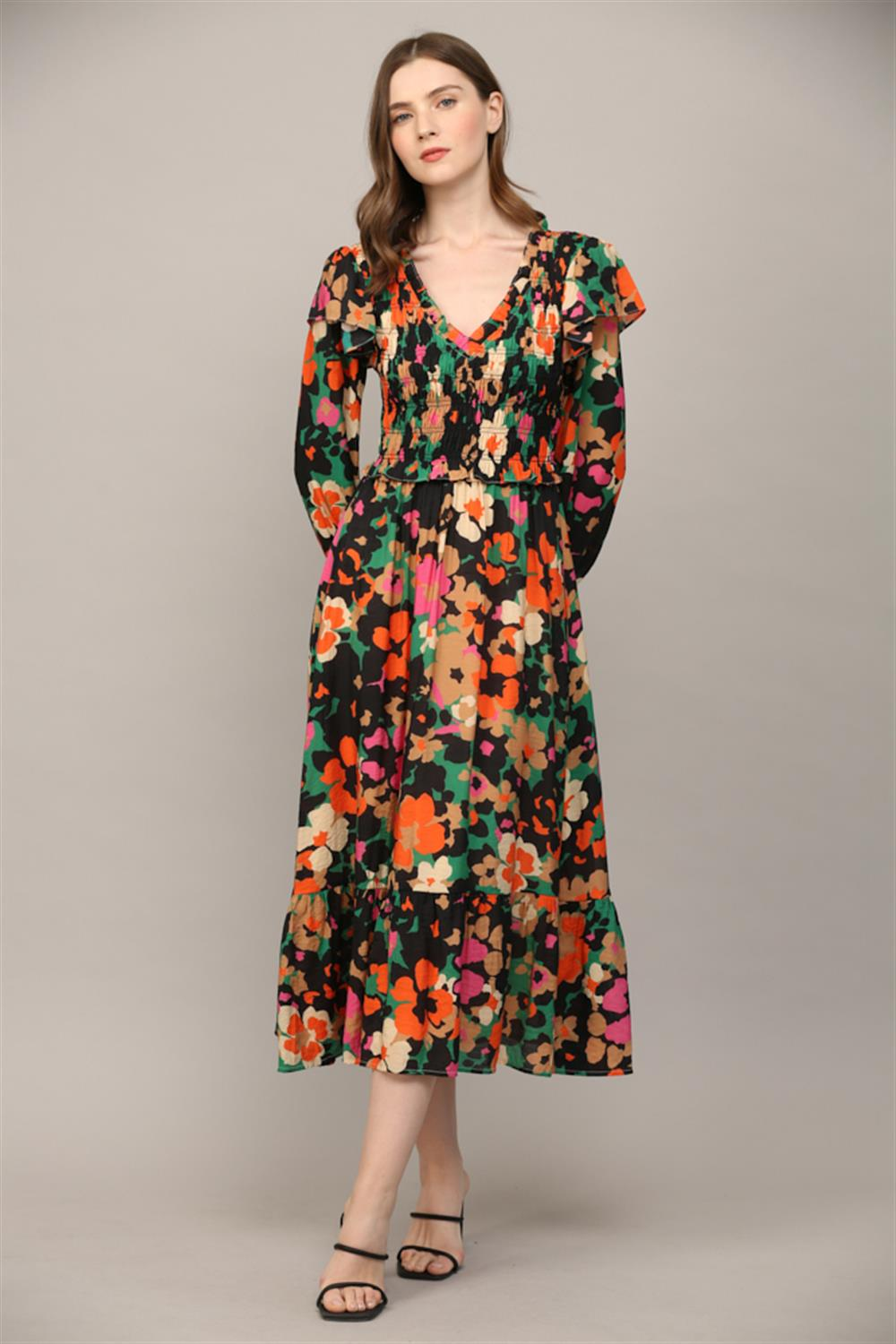 Devine Frill Ruffled Hem Midi Cami Dress