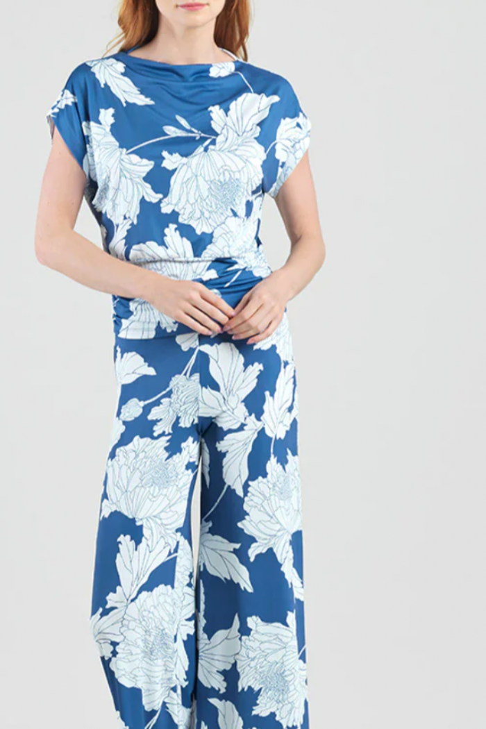 Butter Knit - Side Ruched Boat Neck Top - Mum Sketch